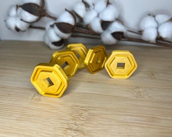 Robux Gold Coins from Roblox Game | 3D Printed | Collectable item | Roblox logo bonus | Pretend Play Money | Game Room Decor | Cake Topper