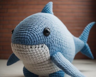 Giant Crochet Shark Plushie Pattern - Téléchargement instantané (PDF) Cadeau doux et mignon