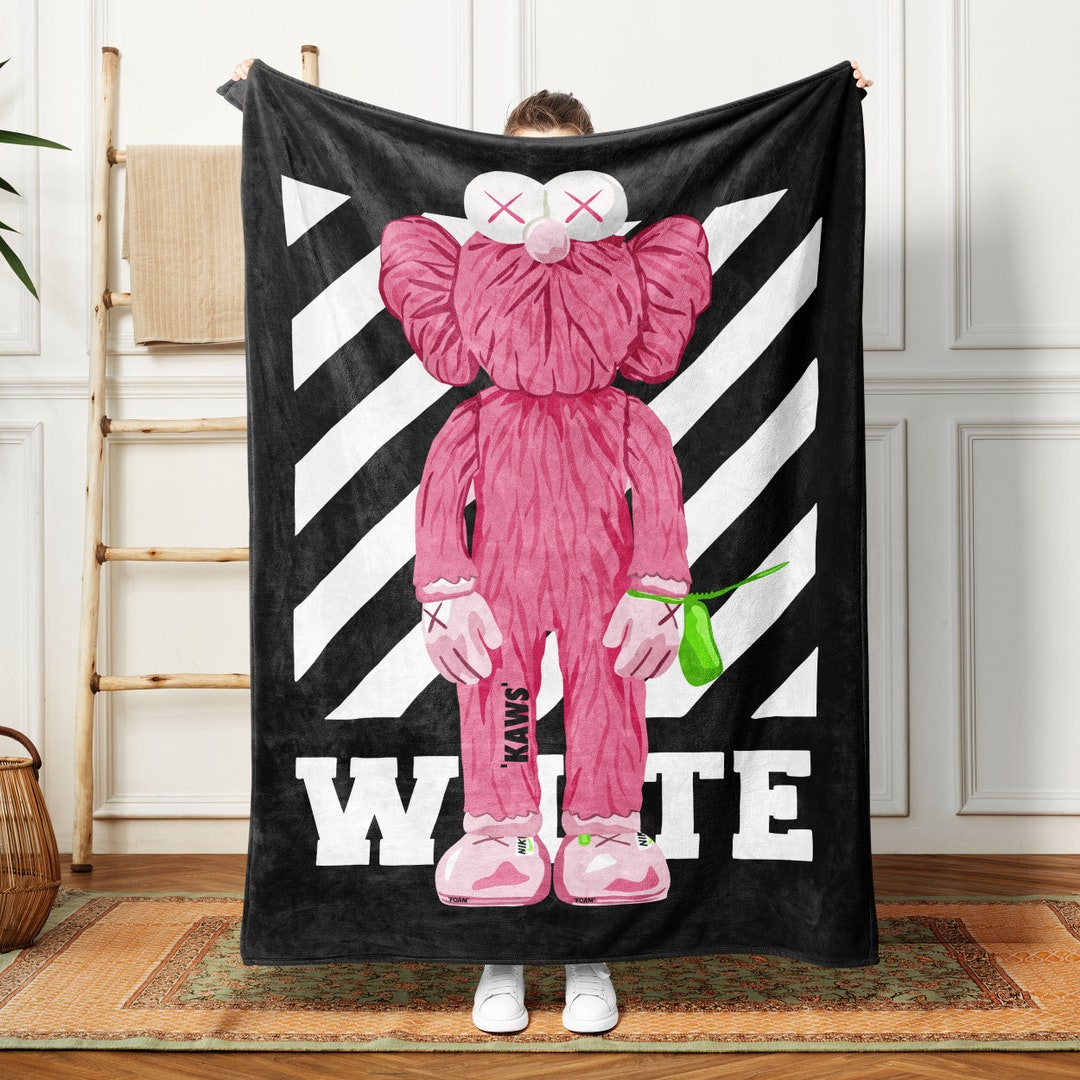 Pink Kaws Blanket off White Black Blanket Decor Sharpen Soft Etsy