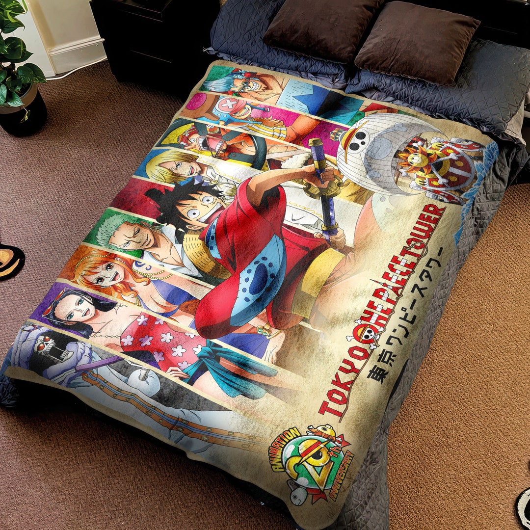 One Piece Soft Blanket, Anime Lover Room Decor Blanket, Bed Anime Decor, Straw Head Character ...