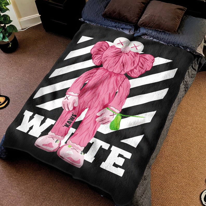Pink Kaws Blanket off White Black Blanket Decor Sharpen Soft Etsy