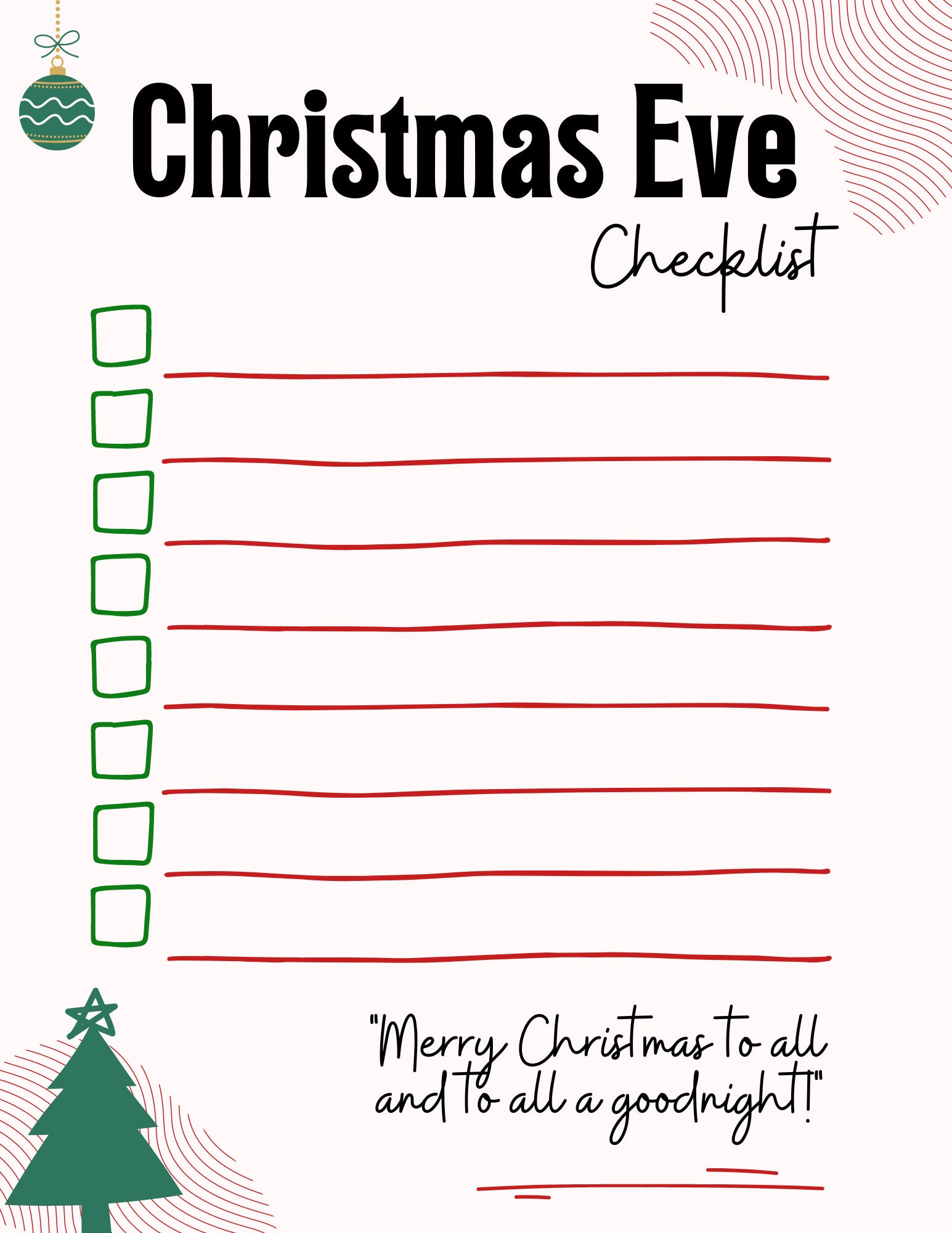 Christmas Eve Checklist