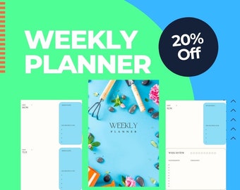 Printable Blue Weekly Planner. Planner. Get organized. Weekly Planner Template. Printable planner.  Planner template. Blue Template