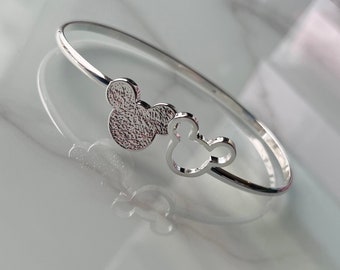 Pulsera rígida de plata de Mickey y Minnie de Disney