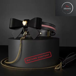 Elegant Leather Collar with Traction Chain – Discreet Bondage-Inspired Accessory for Couples