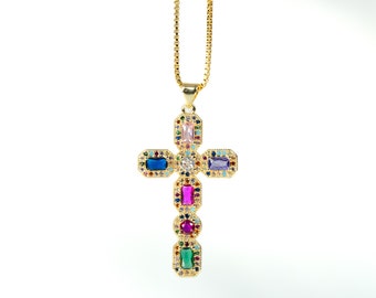 Croix baroque | Le Prisme - Collier croix baroque - pendentif croix -  plaqué or 18 carats