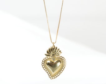 Ex voto | Sacred Heart | L'imperial - 18-carat gold-plated ex voto sacred heart pendant