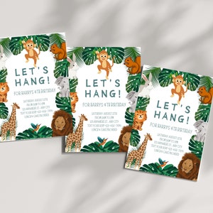 Verjaardagsuitnodiging voor dieren: bewerkbare en afdrukbare sjabloon – prachtige uitnodiging voor de verjaardag van je kleintje, bewerkbaar op canvas