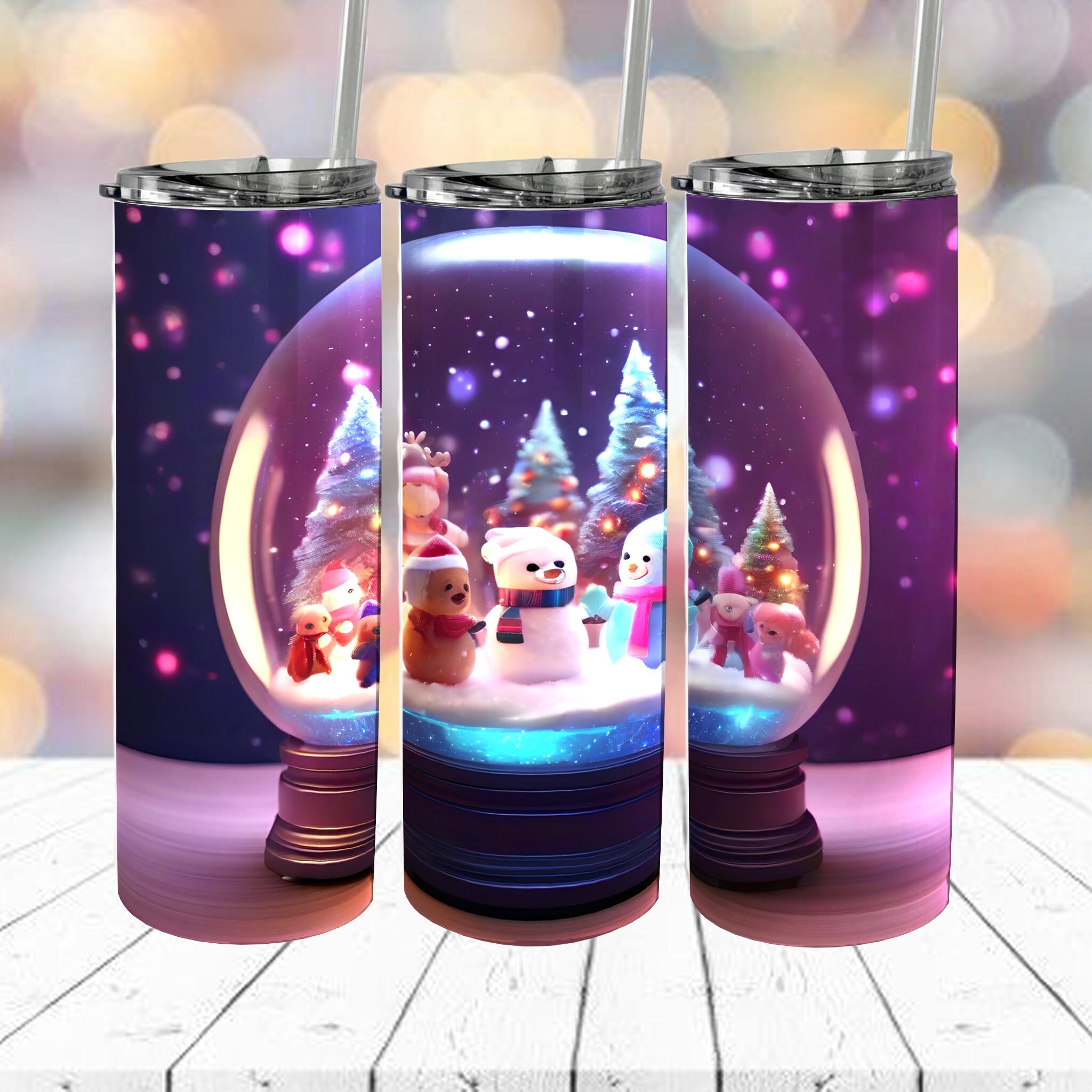 Glow Snow Globe Tumbler, Glow Party Cup, Neon Tumbler, Glitter Snow Globe  Cup, Floating Glitter Tumbler, Black Light Snow Globe 