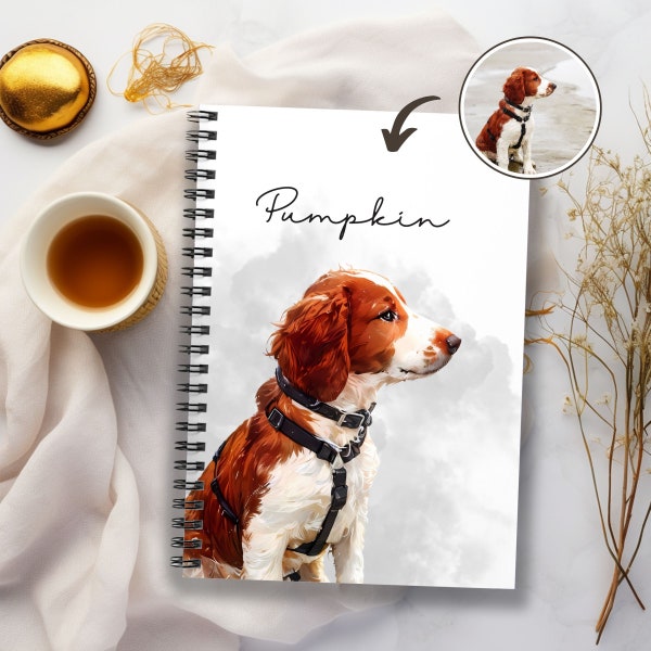 Custom Pet Portrait Spiral Notebook - Dog Lover Gift, Dog Mom Gift, Personalized Dog Owner Gift - One-of-a-Kind Illustration from Your Photo