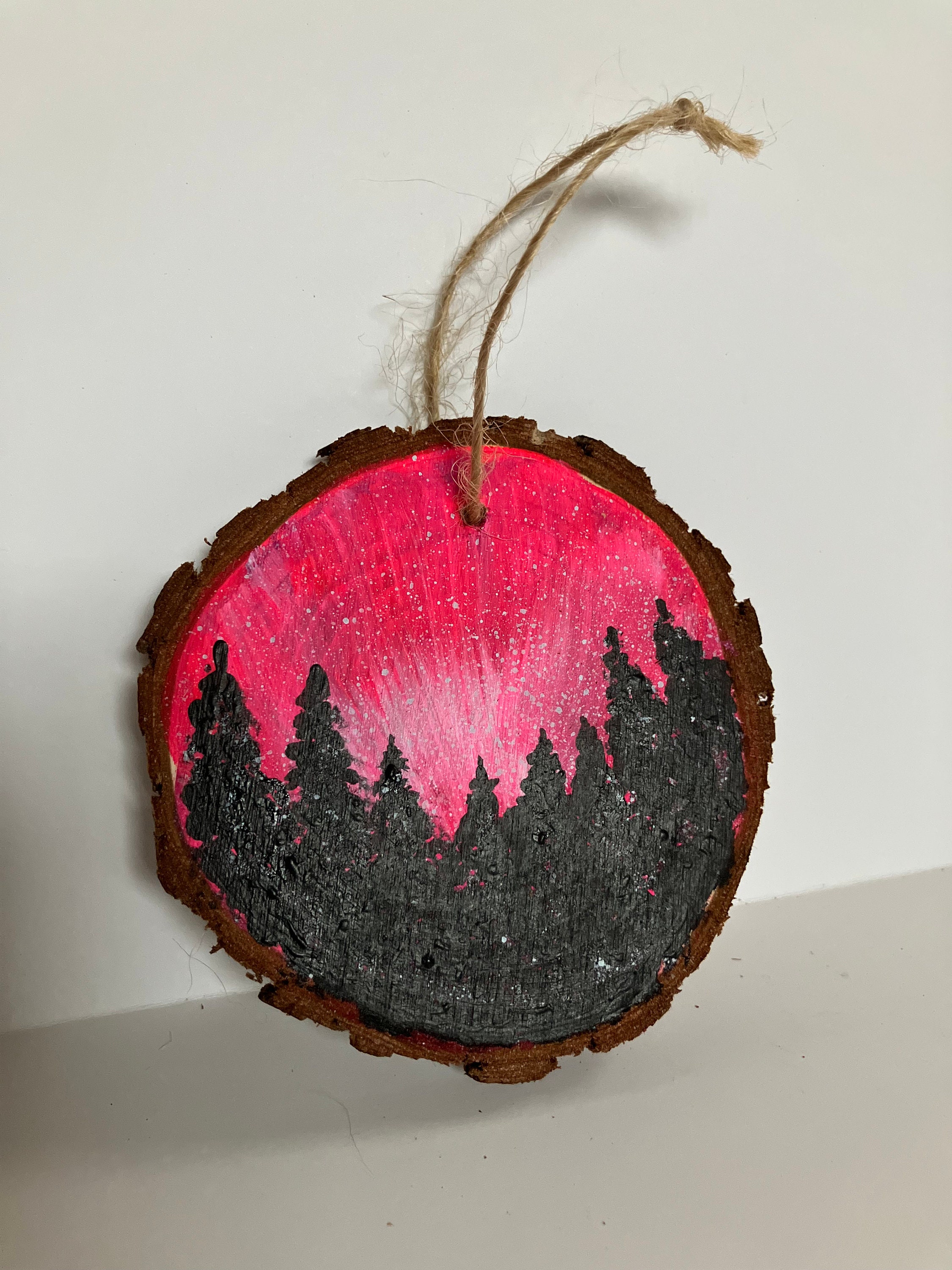 Christmas Ornament, Hand Painted Log Slice, Wood Slice Ornament ...