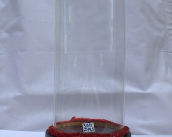 Antieke Franse ronde glazen koepel bruidsstolp globe cloche handgeblazen 36 cm hoog x 14 cm breed Victoriaans display verzamelobjecten