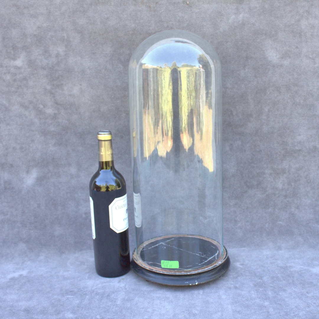 Antique Glass Cloche Dome: Handblown Victorian Display With Wooden Base ...