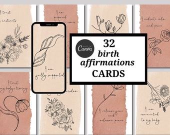 Pregnancy Birth Affirmation Cards ,Great pregnancy gift for moms, Perfect as a baby shower gift or expectant mother gift,Affirm card flower