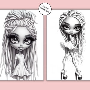 Grayscale Coloring Pages, Collection of Summer Vibe Girls, featuring charming illustrations. Perfect for relaxing and unleashing creativity. Instant download. Ideal for all ages. Enjoy colouring! Printable, Pdf, Coloring book. #grayscalecoloringpage