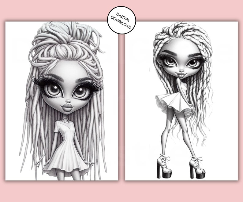Grayscale Coloring Pages, Collection of Summer Vibe Girls, featuring charming illustrations. Perfect for relaxing and unleashing creativity. Instant download. Ideal for all ages. Enjoy colouring! Printable, Pdf, Coloring book. #grayscalecoloringpage
