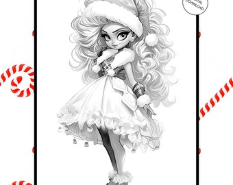 Grayscale Coloring Pages Winter Holiday Activity Book PDF  Printable Xmas Coloring Sheets Instant Digital Download Book for All Ages