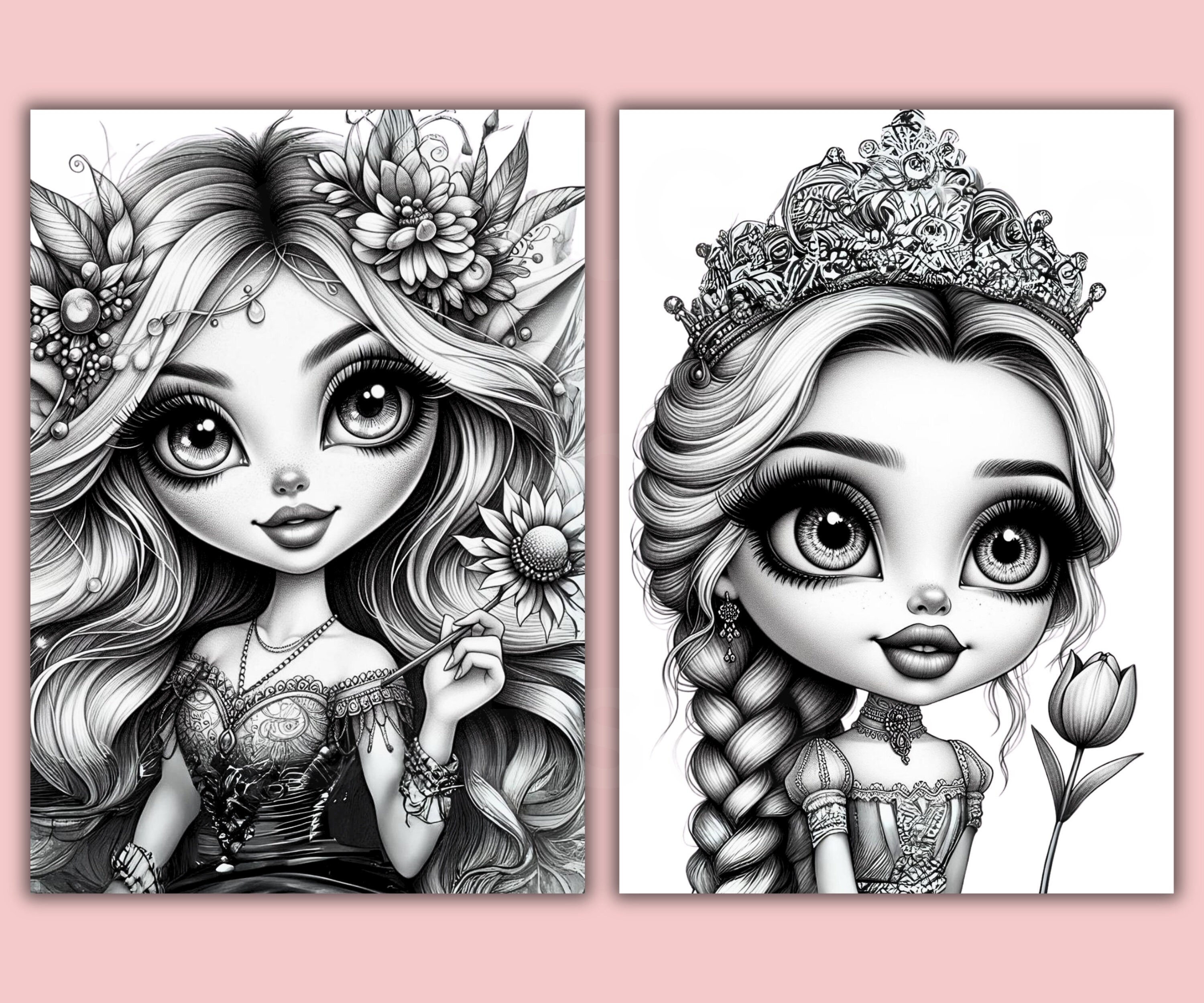 Spring Queems Grayscale Spring Queens Coloring Pages: Fantasy Art, Printable PDF - Etsy