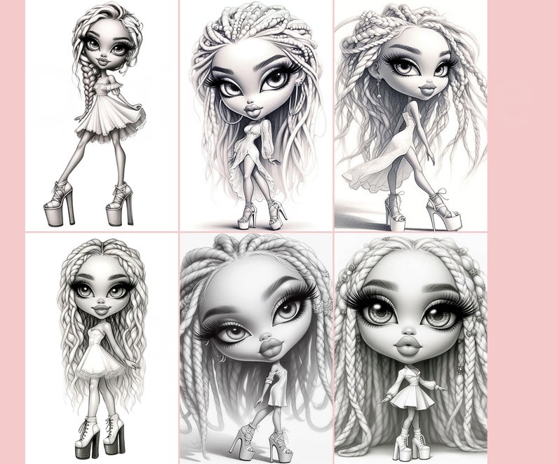Grayscale Coloring Pages, Collection of Summer Vibe Girls, featuring charming illustrations. Perfect for relaxing and unleashing creativity. Instant download. Ideal for all ages. Enjoy colouring! Printable, Pdf, Coloring book. #grayscalecoloringpage
