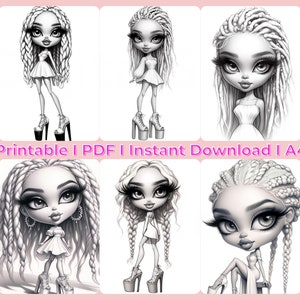 Grayscale Coloring Pages, Collection of Summer Vibe Girls, featuring charming illustrations. Perfect for relaxing and unleashing creativity. Instant download. Ideal for all ages. Enjoy colouring! Printable, Pdf, Coloring book. #grayscalecoloringpage
