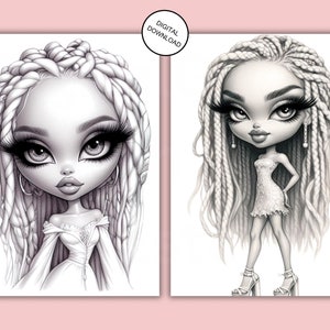 Grayscale Coloring Pages, Collection of Summer Vibe Girls, featuring charming illustrations. Perfect for relaxing and unleashing creativity. Instant download. Ideal for all ages. Enjoy colouring! Printable, Pdf, Coloring book. #grayscalecoloringpage