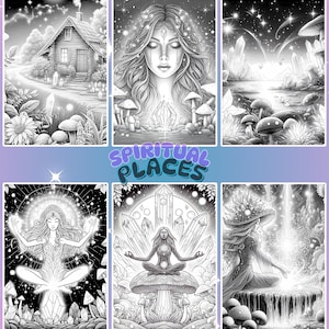 Mystical Fantasy Coloring Book: 24 Sacred Landscape Pages (PDF Download A4 Size)