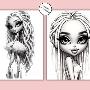 Grayscale Coloring Pages, Collection of Summer Vibe Girls, featuring charming illustrations. Perfect for relaxing and unleashing creativity. Instant download. Ideal for all ages. Enjoy colouring! Printable, Pdf, Coloring book. #grayscalecoloringpage