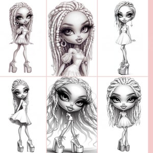 Grayscale Coloring Pages, Collection of Summer Vibe Girls, featuring charming illustrations. Perfect for relaxing and unleashing creativity. Instant download. Ideal for all ages. Enjoy colouring! Printable, Pdf, Coloring book. #grayscalecoloringpage