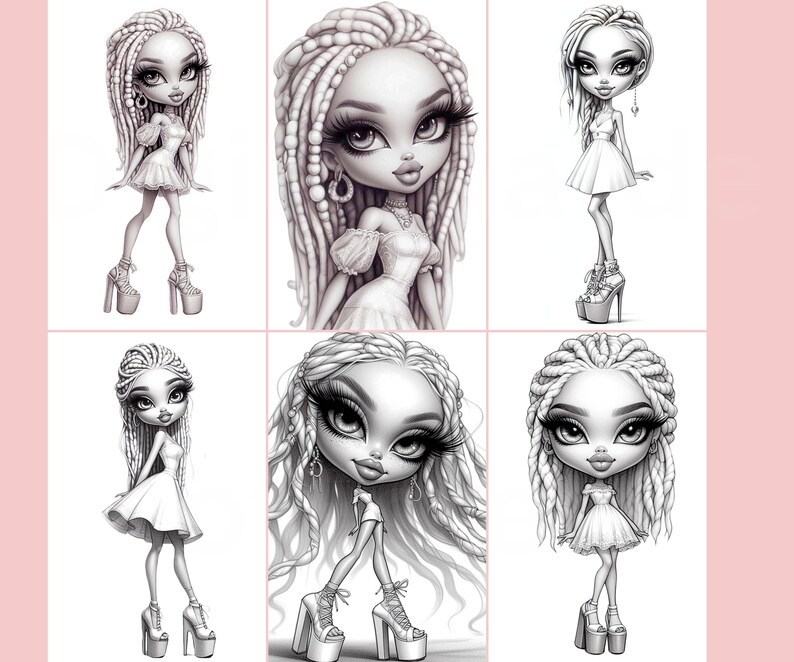 Grayscale Coloring Pages, Collection of Summer Vibe Girls, featuring charming illustrations. Perfect for relaxing and unleashing creativity. Instant download. Ideal for all ages. Enjoy colouring! Printable, Pdf, Coloring book. #grayscalecoloringpage