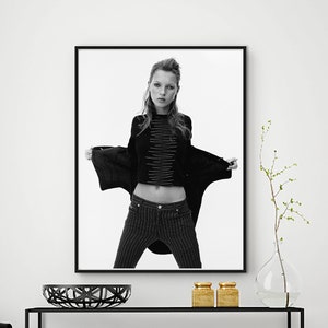 Kate Moss Photo Poster Printable Digital File Download Black White Photography Photograph Top Model Picture High resolution image 1