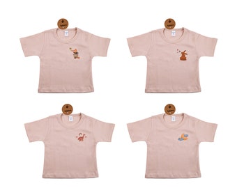 Baby 100% Cotton Sweatsuit T-shirt Animal Emrodiered