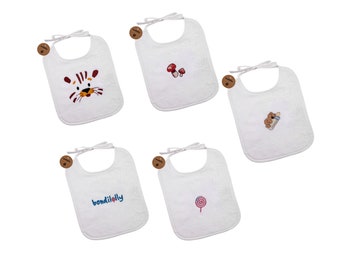 Baby Emrodiery Baumwolle Lätzchen 5er Pack Geschenk für Neugeborene Baby Aktivität Lätzchen Baby Spucktuch