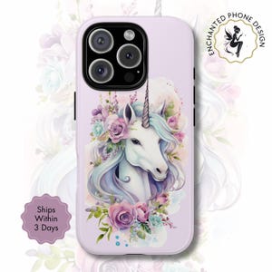 Enchanted Unicorn Phone Case, Floral Fantasy Design, Whimsical Magical Cover for iPhone, Samsung Galaxy, Google Pixel | Gift for Her | X139