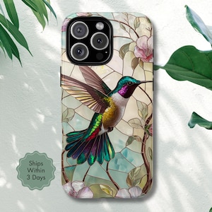 Artistic Hummingbird Design Phone Case for iPhone, Galaxy and Pixel Phones, Perfect Gift For Bird Lovers, Gorgeous Artistic Phone Cover TC66