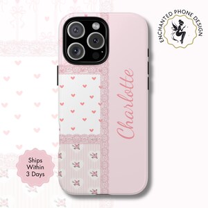 Blushing Pink Floral Lace Tough Phone Case, Coquette Romantic Cover For iPhone Samsung Galaxy Google Pixel, Gift For Her, X108