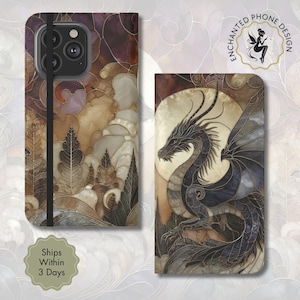 Funda tipo cartera del Año del Dragón - Funda abatible para iPhone y Samsung - Regalo del zodiaco - Accesorio para amantes de los dragones - Protección elegante / X19