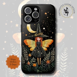 Cute Halloween Witch Phone Case, Spooky Girly Witchy Cover for iPhone, Samsung, Pixel, Halloween Coquette Phone Case | Gift for Her | X165