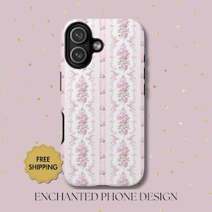 Funda para teléfono con diseño floral de rosas rosadas, suave y romántica / X384