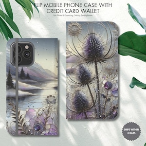 Handgefertigte Winter Brieftasche aus echtem Vegan Leder für iPhone & Samsung Galaxy, Schutzhülle mit Kartenfach