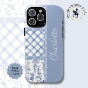 Blushing Blue Floral Lace Tough Phone Case, Coquette Romantic Cover For iPhone Samsung Galaxy Google Pixel, Gift For Her, X106