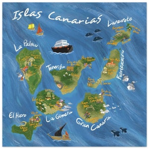 Art mural des îles Canaries | Affiche de Voyage | Affiche des îles Canaries | Affiche Tenerife | Affiche Lanzarote | Islas Canarias