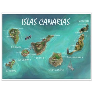 Islas Canarias | Canary Islands Print | Canary Islands Poster | Canary Islands Map | Canary Islands Gift | Available as print, png jpg pdf