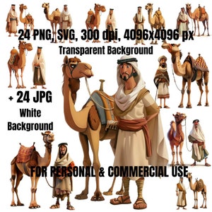 Camel Clipart Bundle | 24 Camel Clipart SVG PNG | Camel Art | Camel Silhouette | Digital Download | Commercial Use | Watercolor Camel