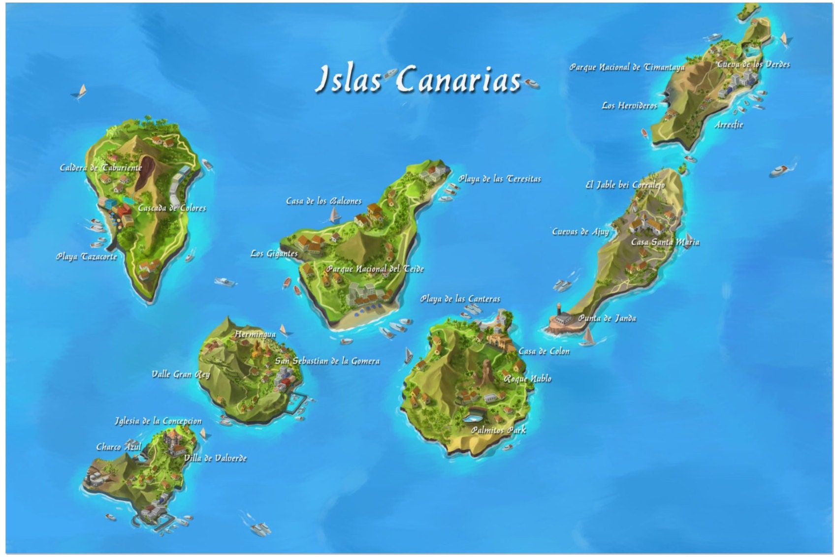 Islas Canarias Canary Islands Poster Birthday Gift Lanzarote Print