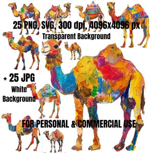 Camel Clipart Bundle | 25 Camel Clipart SVG PNG | Clip Art Pack | Digital Download | Commercial Use | Camels Clipart Set