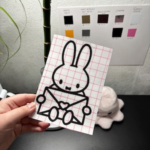 Pegatina de conejito con carta de amor de Mi ffyy Post | Bonita pegatina para coche | Bonitas pegatinas para coche | Pegatinas para ventanas | Bonitas pegatinas de conejito para el coche