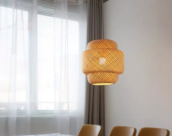 Rotan hanglamp halverwege de eeuw lamp hanglamp rotan kroonluchter esthetische kamerinrichting