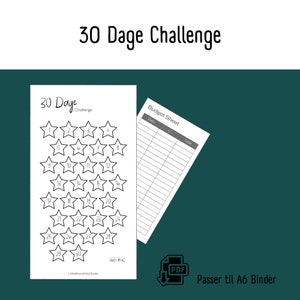 30 Dage Spare Challenge | Printbar Dansk A6 PDF Download til Cash Stuffing | Budget Binder | Digital Opsparing