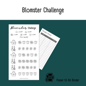 Blomster Spare Challenge | Printbar Dansk A6 PDF Download til Cash Stuffing | Budget Binder | Digital Opsparing