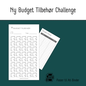 Budget Tilbehør Spare Challenge | Printbar Dansk A6 PDF Download til Cash Stuffing | Budget Binder | Digital Opsparing